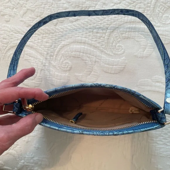 Brahmin Blue Croc-Embossed Shoulder Bag - Picture 2 of 3